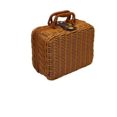 Beatifufu 1pc Woven Makeup Organizer Vintage Storage Case Portable Cosmetic Organizer Makeup Box Brush Lipstick Foundation Holder Simple Design for Home Decor