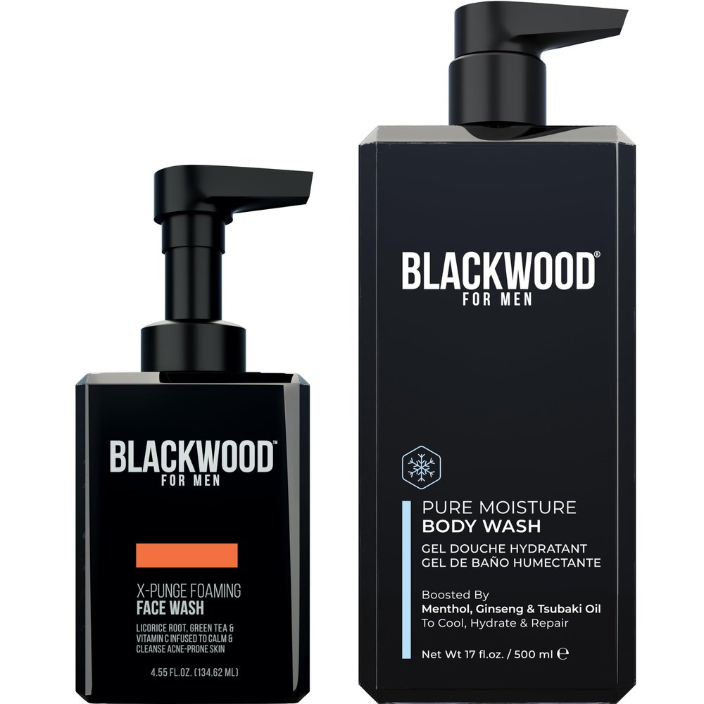 Blackwood For Men X-Punge Foaming Face Wash (4.55 oz) with Men Pure Moisture Body Wash (17 oz)