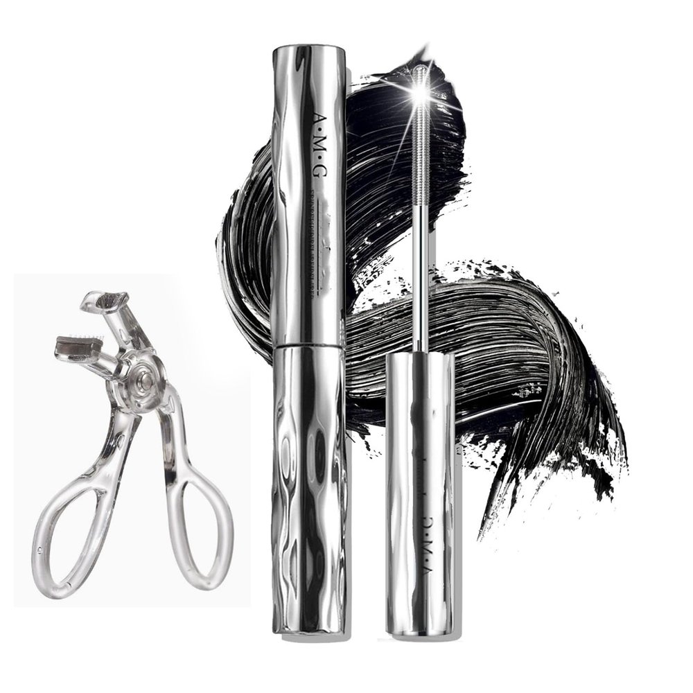 Iron Wand Mascara 3D Curling Eyelash Iron Mascara with Professional Eyelash Curler Waterproof, Long-Lasting-Black (Black, 1 PCS)