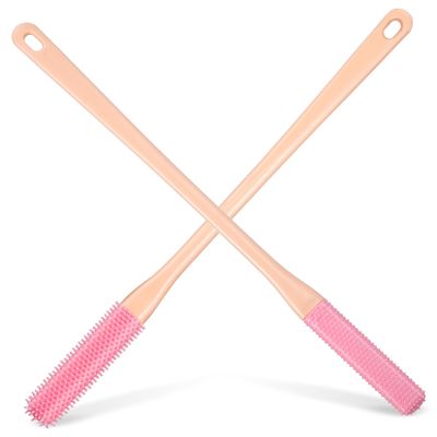 FOYTOKI 2pcs Silicone Toe Brush Shower Foot Scrubber Long Handle Toe Gap Cleaning Brush for Pedicure Foot Care