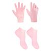 FOMIYES 1set Foot Care Socks Gloves Kit Exfoliating Moisturizing Gloves for Dry Cracked Skin Callus Remover Socks Hand Foot Treatment Pink view 1
