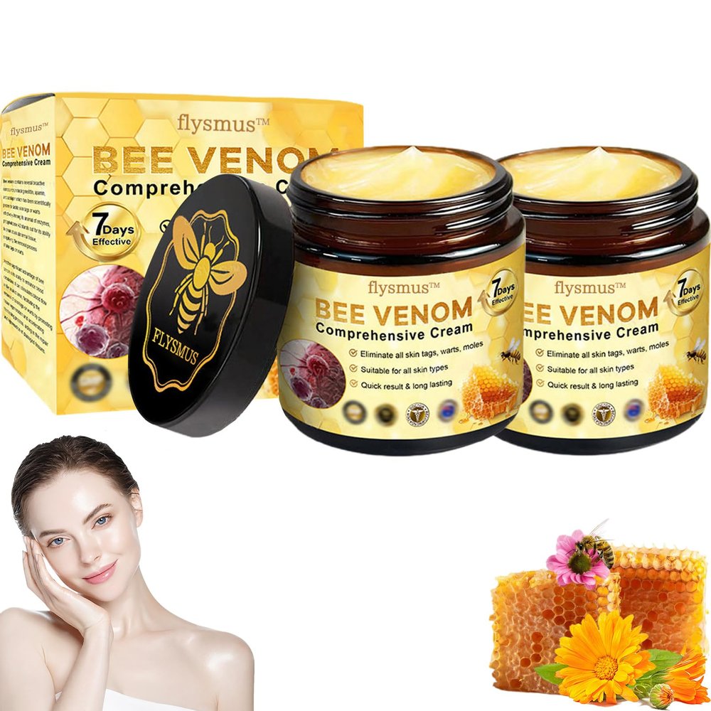 Flysmus Bee Venom Comprehensive Cream, Professional Bee Venom Skin Treatment Cream for Removing and Repair, Natural Bee Venom Cream Suitable for All Skin Types (2PC)