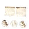 PLAFOPE 2pcs Alloy Women Hair Combs Rhinestone Pearl Hair Clips Styling Crowns for Women view 2