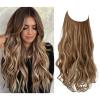 Synthetic Invisible Wire With Clip In Hair Extensions Daily Use Hairpieces Long Brown Natural Wavy Fake Hair Piece view 1