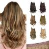 Synthetic Invisible Wire With Clip In Hair Extensions Daily Use Hairpieces Long Brown Natural Wavy Fake Hair Piece view 2