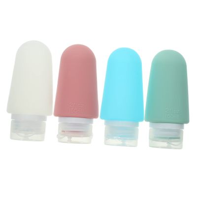 Beatifufu 4pcs Reusable Squeeze Bottles Silicone Travel Bottles Dispensing Set for Shampoo Conditioner Shower Gel Leakproof Compact Dark Green
