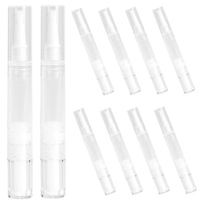 Mikinona 10pcs Empty Nail Oil Applicator Pens Brush Tip Cosmetic Containers for Travel Refillable Lip Gloss Tubes Leak Design for Makeup and Foundation Application