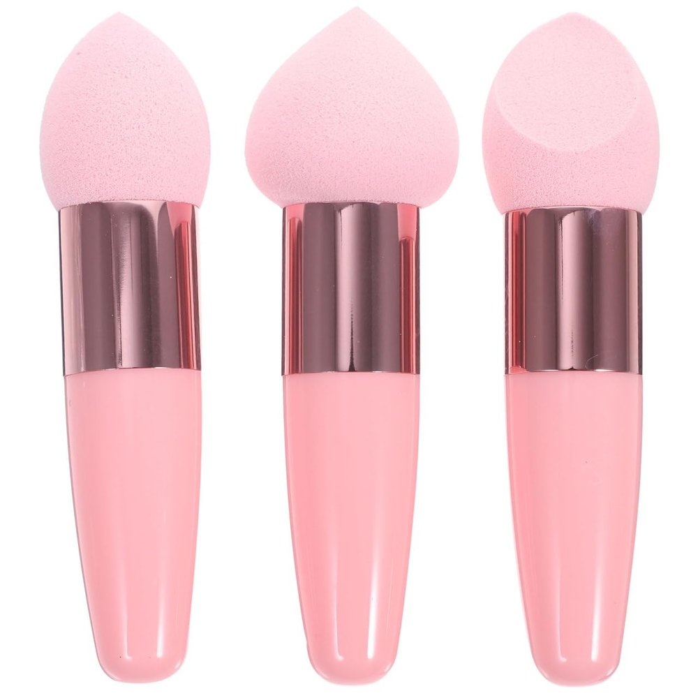3 Piece Pink Makeup Sponge Pens with Mushroom Head for Travel