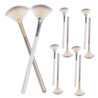 Beatifufu 10pcs Fan Makeup Brush Highlighter Applicator Versatile for Powder and Fruit Acid Portable Design for Travel for Facials Go Touch-ups