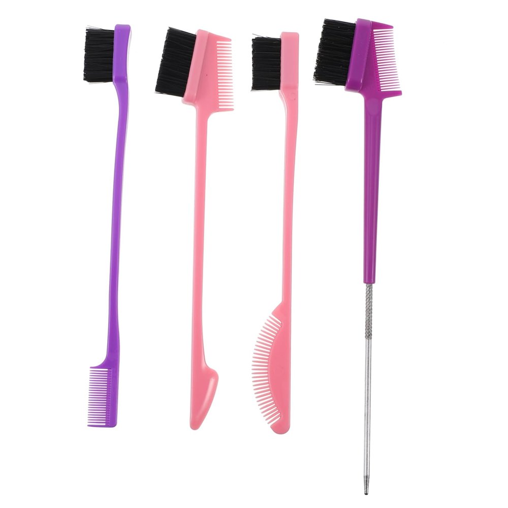LALADEFIEE 4pcs Eyebrow Eyelash Brushes Lash Comb Makeup Grooming Tool Dual Heads for Women Girls Random Color