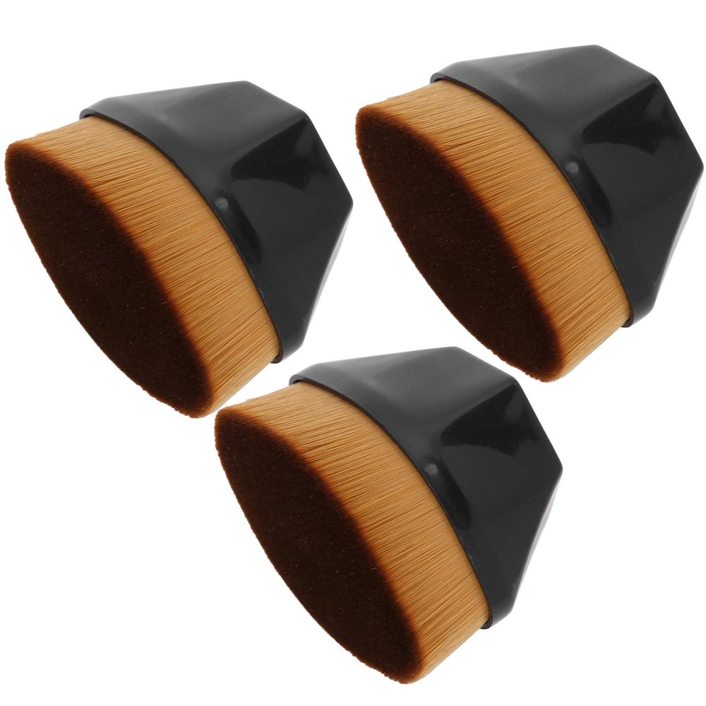 3pcs Makeup Liquid Brushes - Flat Blush Cosmetic Brushes for Makeup Application (Black)