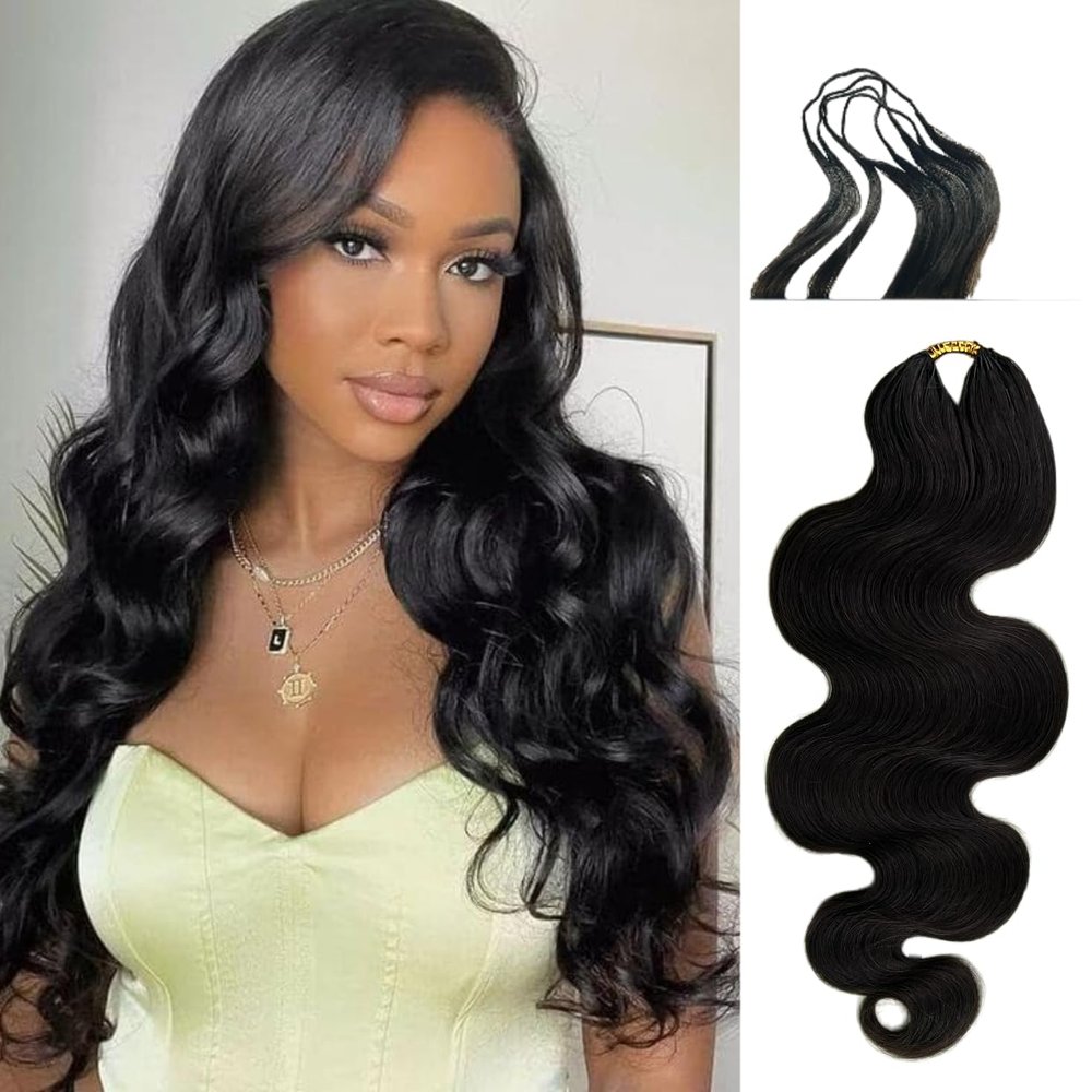 GoGobraids 100% Human Hair Body Wave Knotless Pre-Separated Crochet Hair feather crochet human hair extensions for Women Natural Color 18 Inch 60g