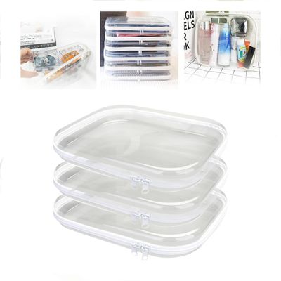 3 Pack of Zippered Transparent Cases: Versatile Waterproof Storage for Snacks, clear hard shell zipper case,toy storage bagszipper bags for organizingreusable storage bags (3PCS-M)