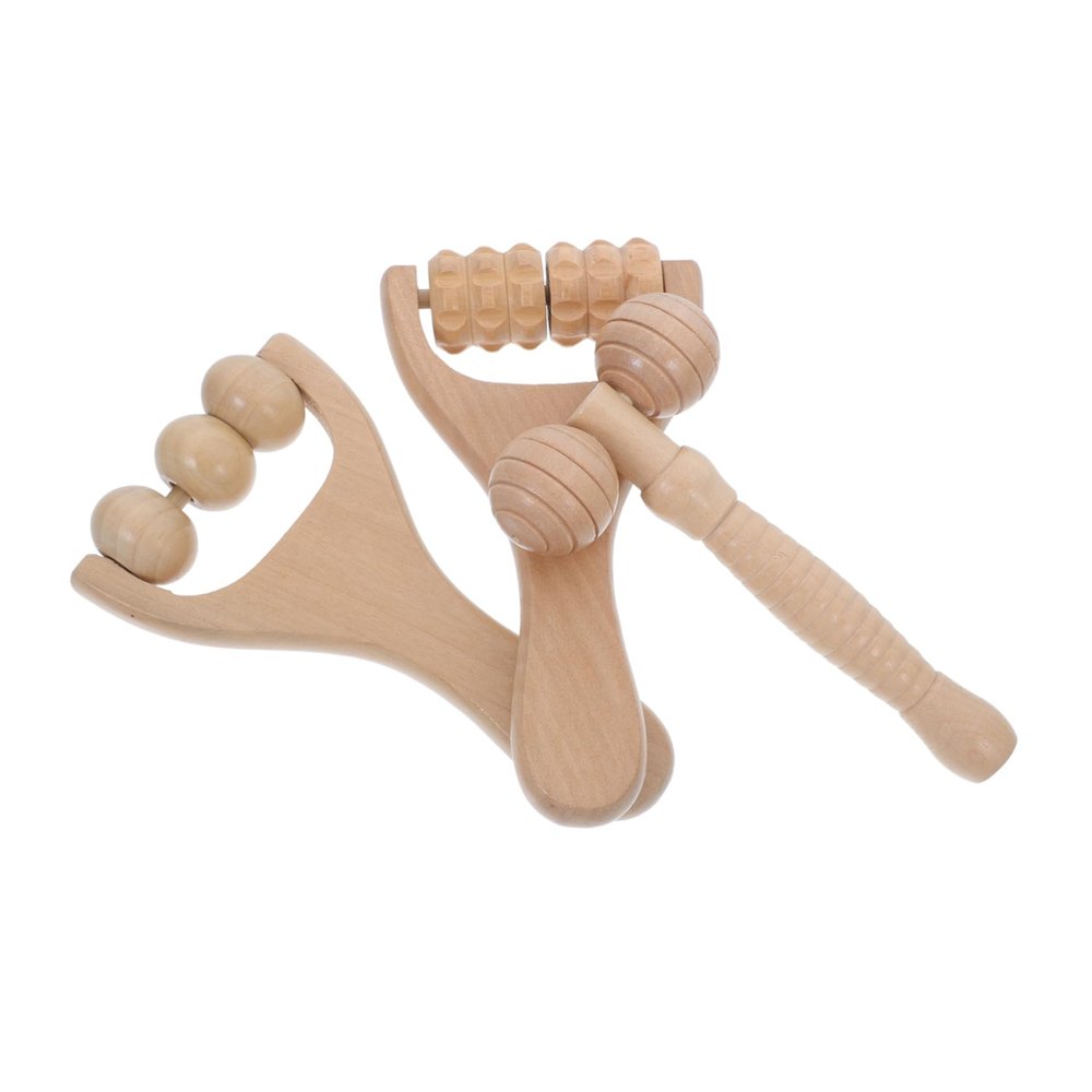 MERRYHAPY 3pcs Wooden Face Roller Tool for Gua Facial Tools Face Roller Trigger Point Massage Stick for Beauty Skincare
