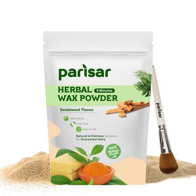 Herbal Wax Powder for Women and Men with Sandalwood, Natural & Painless Hair Removal Powder for All Skin Types, Powder Wax for Hair Removal, Underarms, Bikini & Intimate Area
