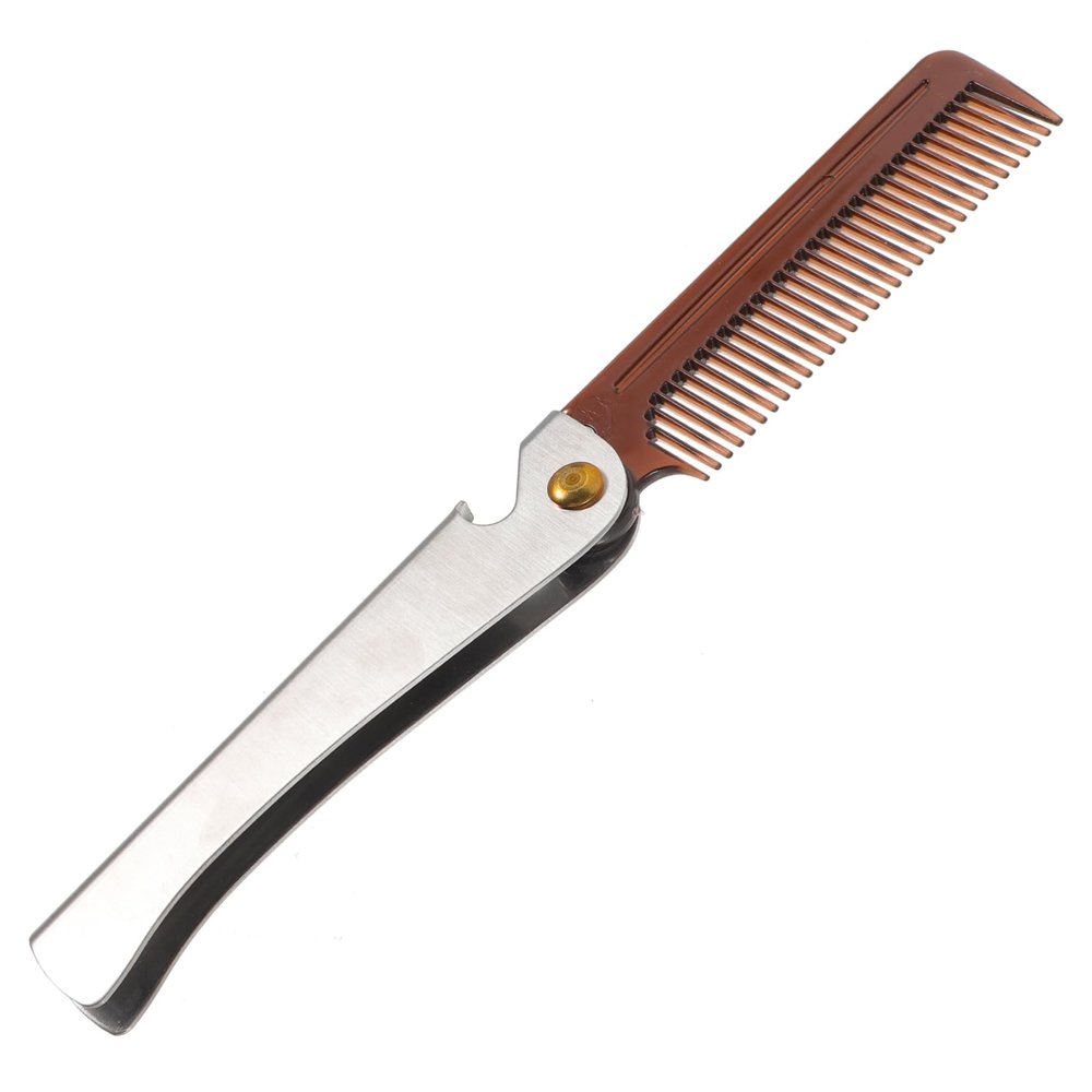 LALADEFIEE Stainless Steel Beard Comb Men's Grooming Kit Beard Brush Straightener Shaving Tool Brush for Men