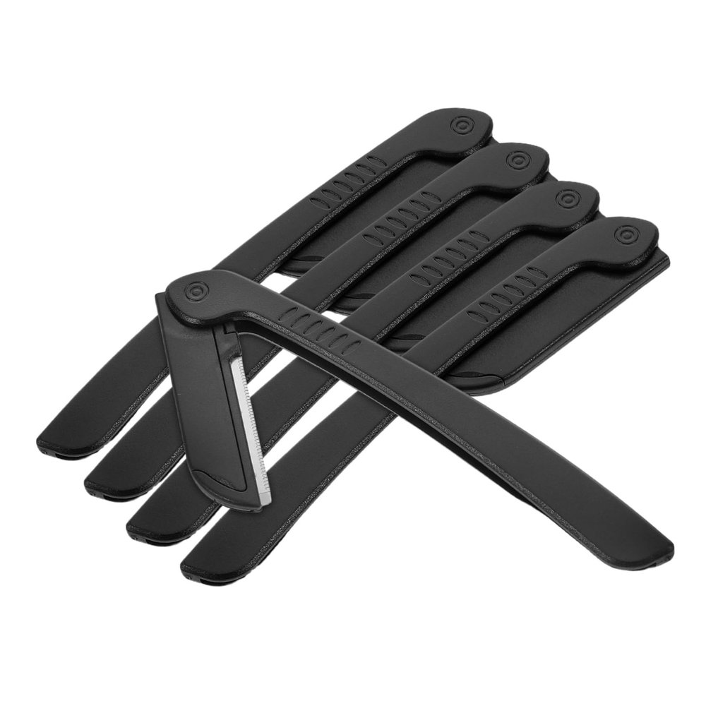 FOMIYES 5pcs Stainless Steel Folding Eyebrow Shaver Reusable Travel- for Men Women Safe Mesh Guard Design for Precision Eyebrow Shaping Facial Hair Removal with Matte Non-slip Handle