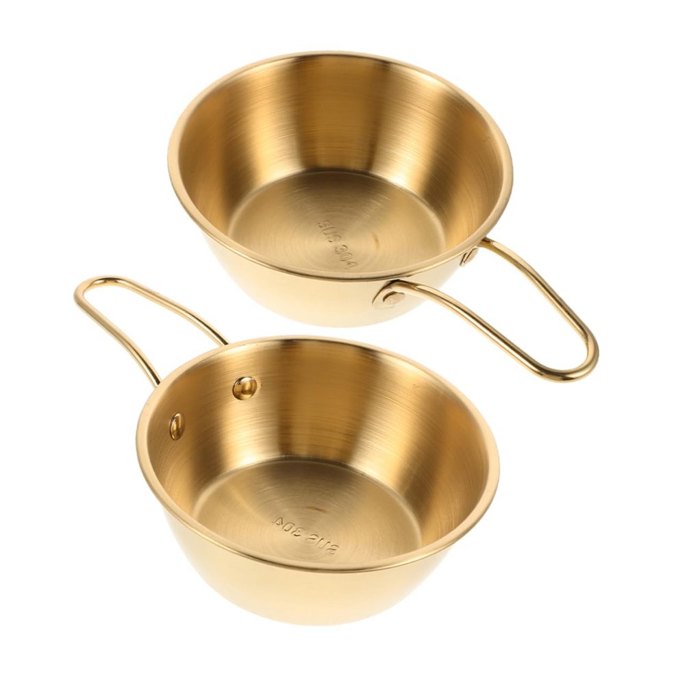 Healeved 2pcs Stainless Steel Shaving Bowl Ergonomic Handle Beard Wash Cup Container for Men's Shaving Foam