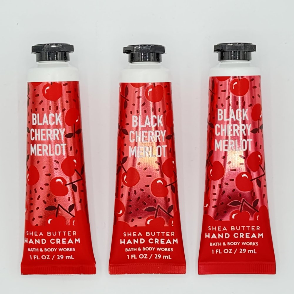Black Cherry Merlot Hand Cream 3-Piece Bath and Body Bundle | Set of Three Shea Butter Hand Creams (1 fl oz Each)