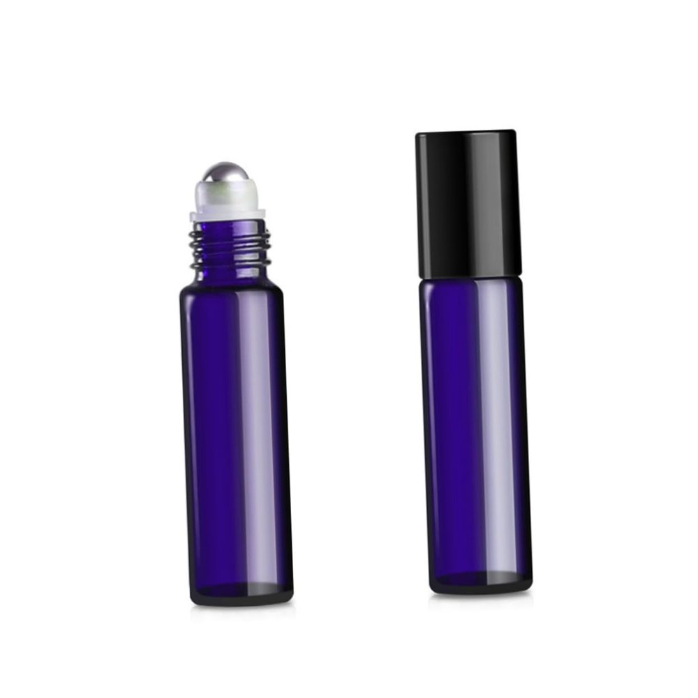 NOLITOY 24 Pack 5ml Blue Glass Roll on Bottles for Perfume