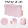 uxcell PU Leather Square Makeup Bag, Waterproof Cosmetic Organizer Bag Zipper Pouch Travel Toiletry Bag for Women for Makeup Brush Holder (Gold Pink, Small) view 3