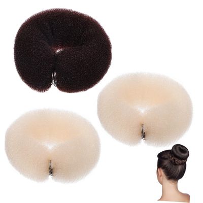 NOLITOY 3pcs Nylon Hair Curler Donut Bun Maker for Long Hair Ponytail Holder Diy Styling Accessories Random Color