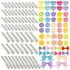 116 PCS Alligator Hair Clips Silver Metal Snap Clasps Accessories with 64 Pieces Hair Clips and 52 Pieces Resin Charms Coloful Bows for Women Girls Bows Making Crafts view 1