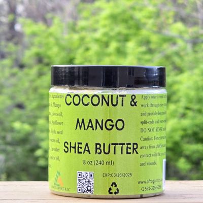 AFROGARNICS LLC Coconut & Mango Shea Butter Hair Butter, 8 oz