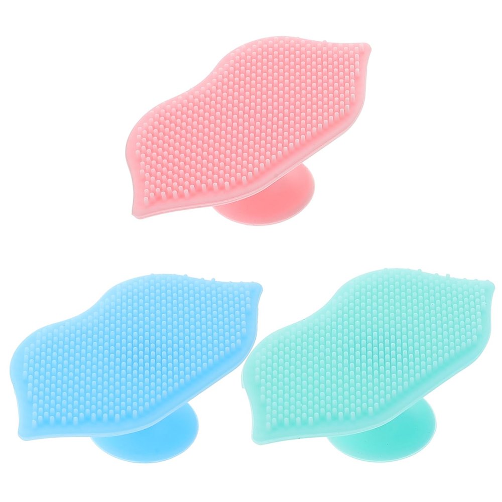 Baluue 3pcs Silicone Facial Cleansing Brush Manual Face Scrubber for Deep Cleansing Exfoliating Travel-Friendly Design Green and