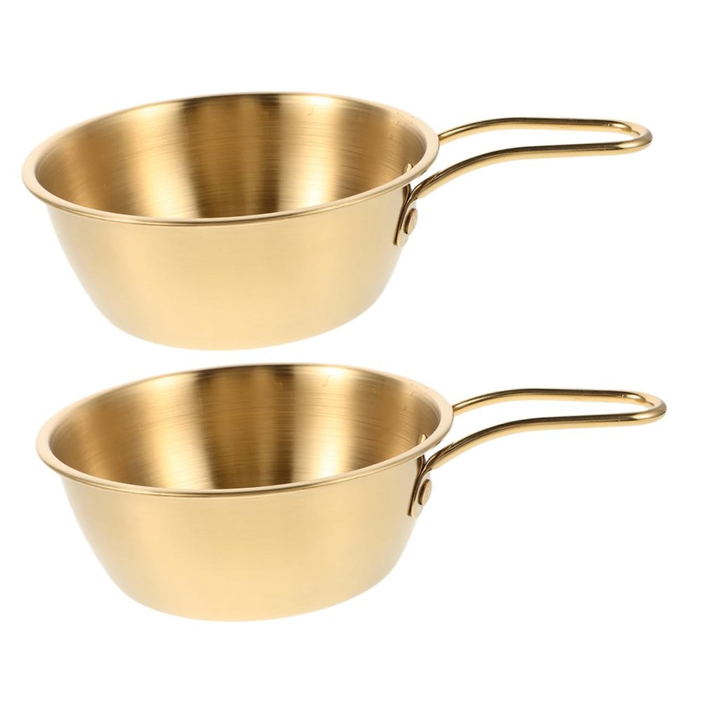 IWOWHERO 2pcs Men's Shaving Foam Bowl Ergonomic Handle Stainless Steel Shave Cup for Sensitive Skin Beard Grooming Kit