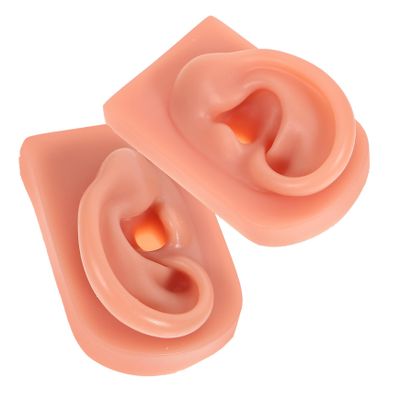 FOMIYES 2pcs Practice Piercing Supplies Silicone Human Ear Models Lightweight Teaching