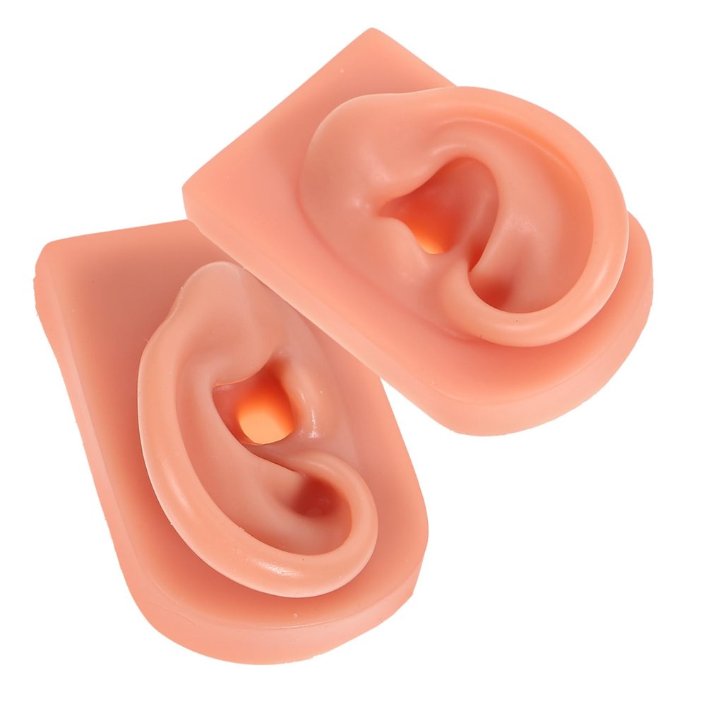 FOMIYES 2pcs Practice Piercing Supplies Silicone Human Ear Models Lightweight Teaching