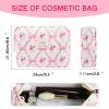 2PC Makeup Bag Set, Cute Cosmetic Bag for Women Girls, Floral Coquette Aesthetic Toiletry Bag, Travel Make Up Organizer Bag (Pink bow) view 2