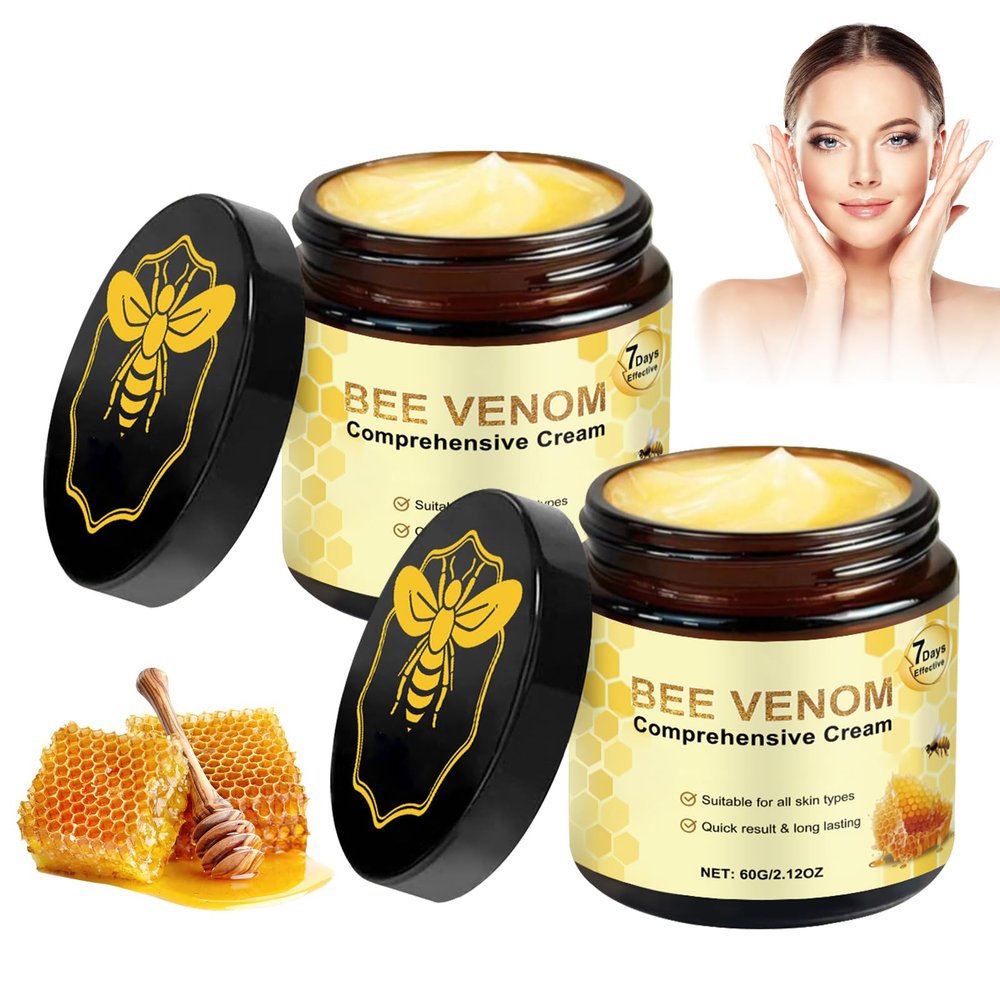 2PCS Bee Venom Skin Treatment Cream, New Bee Venom Cream for Body and Face, Natural Skin Moisturizer, Repairing and Moisturizing