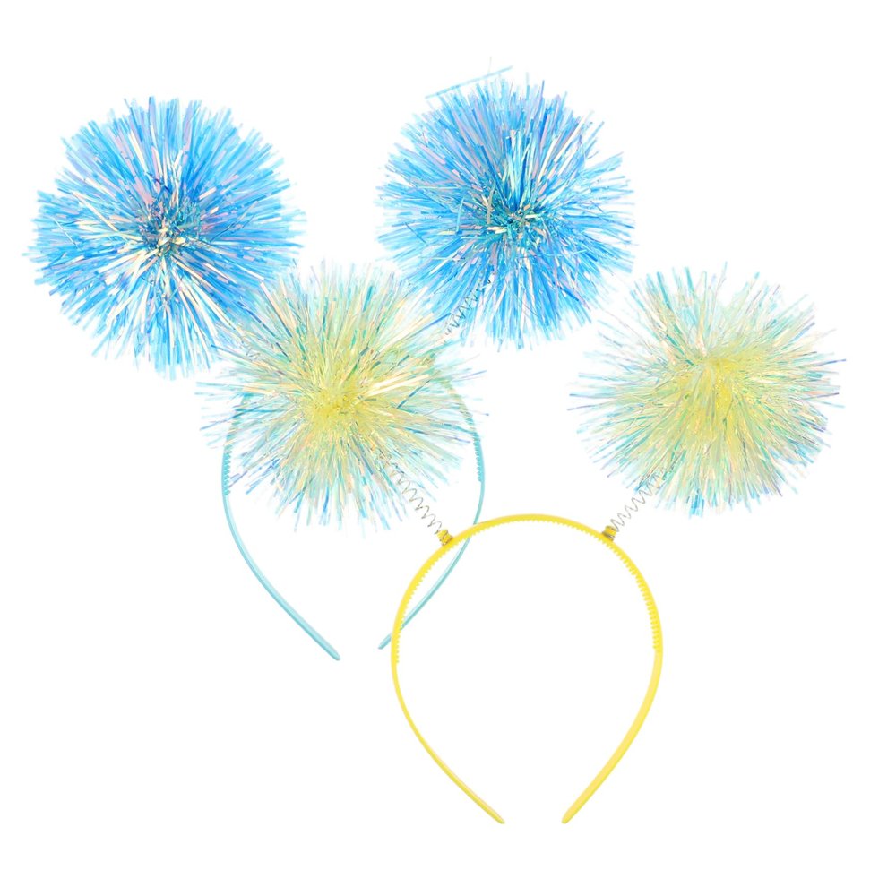 NAMOARLY 2pcs Pompom Tinsel Headbands Sparkly Hair Accessories for Birthdays Christmas Parties and Cosplay Events Lightweight and Comfortable Design