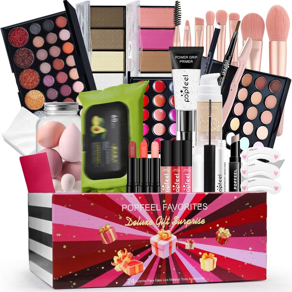 Beginner Makeup Kits Makeup Present Set Multipurpose Womens All In One Makeup Sets Lip Gloss Face Eye Makeup Eyeshadow Palette Blushes Lipstick Brushes Easy To Carry For Women Makeup Kit
