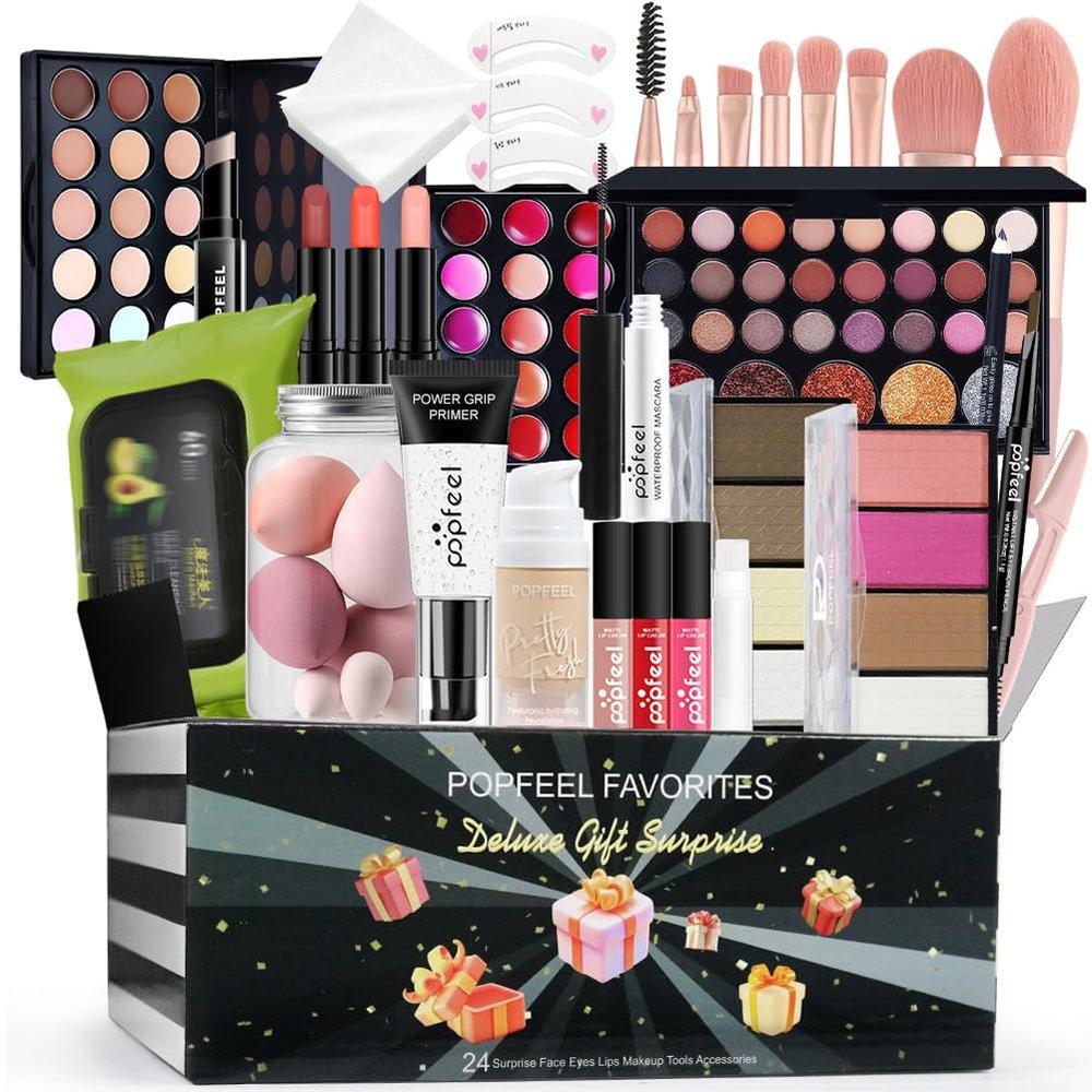 Beginner Makeup Kits Makeup Present Set Multipurpose Womens All In One Makeup Sets Lip Gloss Face Eye Makeup Eyeshadow Palette Blushes Lipstick Brushes Easy To Carry For Women Makeup Kit