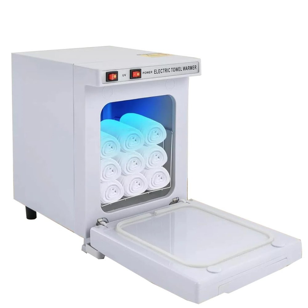 Barber Hot Towel Warmer,200W Professional Towel Warmer Cabinet With UV 11.6x8.3x10.3",For Spa Beauty Salon Hotel, White.