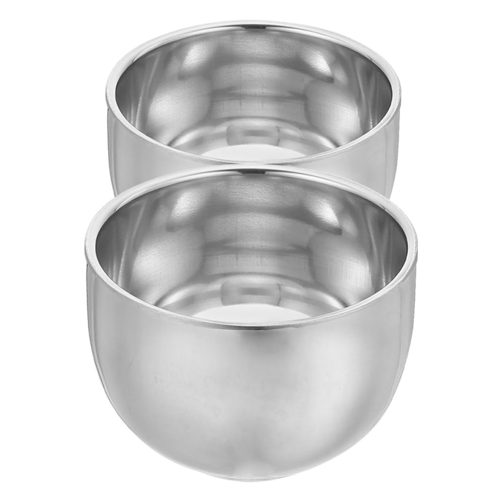 FOYTOKI 2pcs Double Layer Stainless Steel Shaving Bowl Men's Shaving Container Travel Heavy Duty Lather Bowl