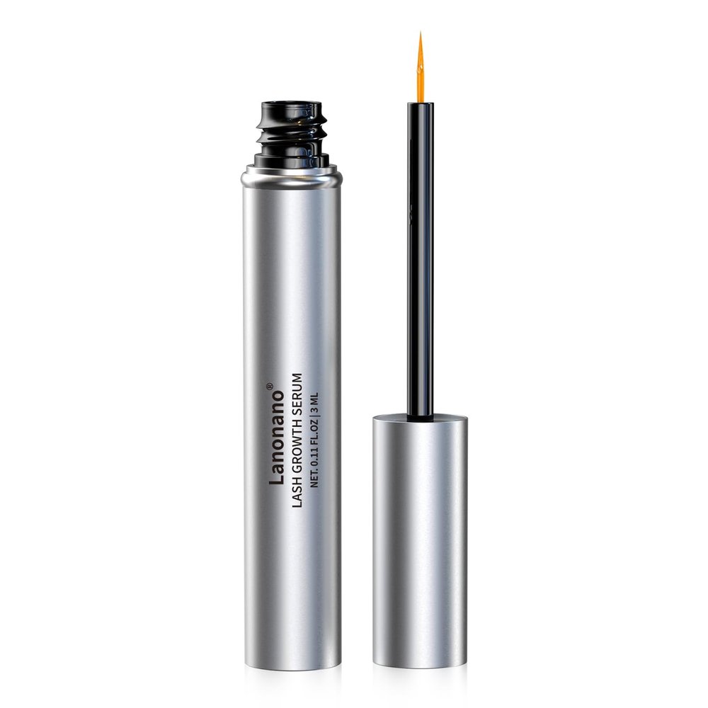 Lanonano Lash Serum, Eyelash Growth Serum for Longer & Thicker Lashes, Eyelash Rapid Growth, Vegan & Cruelty-Free, 0.1 Fl Oz (3ml)