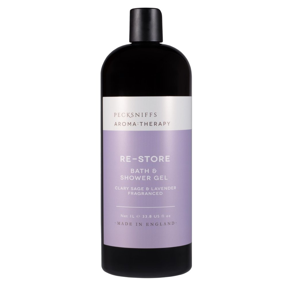 Pecksniff's Aroma:Therapy Re-Store Shower Gel Luxurious Moisturizing Bath & Body Cleanser, 1000 ml/33.8 fl oz Bottle