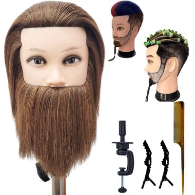 Barber Male Mannequin Head with Human Hair Haircut Men Mannequin Head Training Head Mannequin