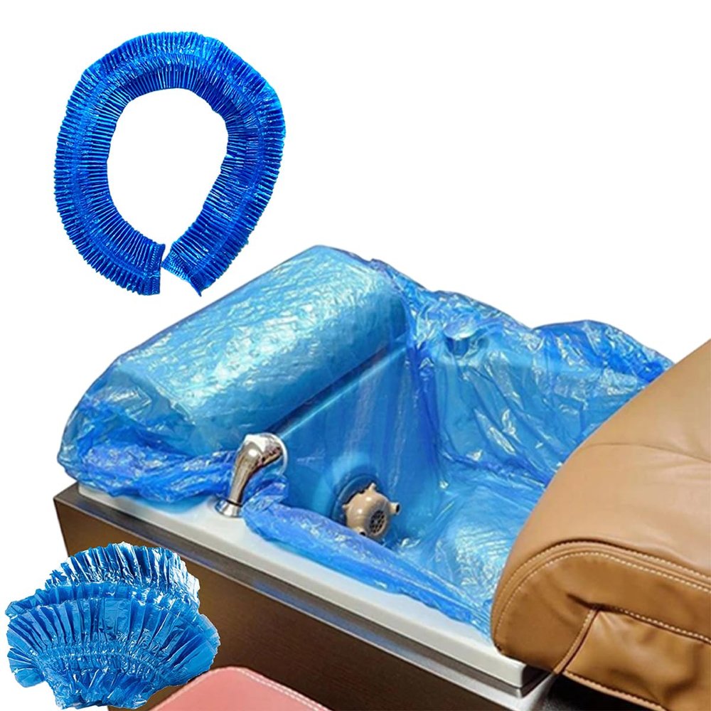 400-Count Blue Disposable Spa Liners, 48" x 48" x 9.5 Mic, Universal Fit for Foot Bath Tubs, Durable and Hygienic for Professional and Home Use