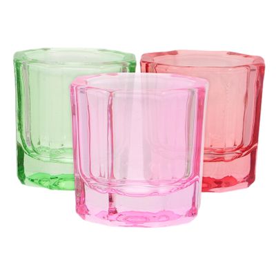 3pcs Octagonal Glass Nail Dappen Dish for Powder Mixing