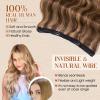 Benehair Halo Hair Extensions Real Human Hair 12 Inch Invisible Wire Hair Extensions Medium Brown Mixed Dark Blonde Wavy Halo Hair Extension 100% Human Hair Curly Halo Extensions 55g #4&27 view 2