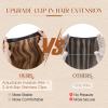 Benehair Halo Hair Extensions Real Human Hair 12 Inch Invisible Wire Hair Extensions Medium Brown Mixed Dark Blonde Wavy Halo Hair Extension 100% Human Hair Curly Halo Extensions 55g #4&27 view 4