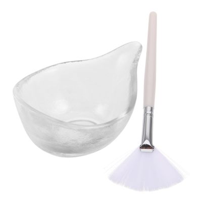 TOVINANNA Facial Mixing Bowl and for Skincare Ergonomic Glass Bowl for Smooth Mask Mixing Gentle Fan-shaped Brush for Even Application for Estheticians and Home Use