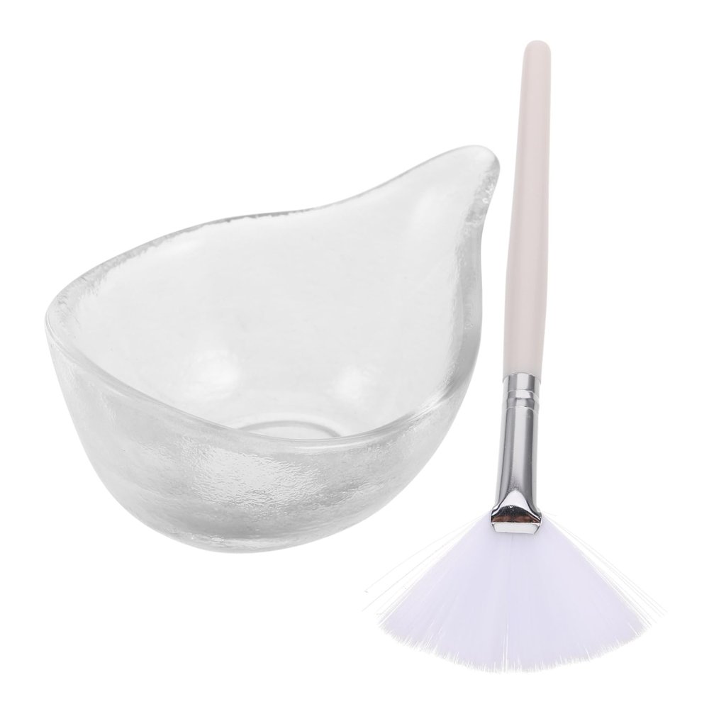 TOVINANNA Facial Mixing Bowl and for Skincare Ergonomic Glass Bowl for Smooth Mask Mixing Gentle Fan-shaped Brush for Even Application for Estheticians and Home Use