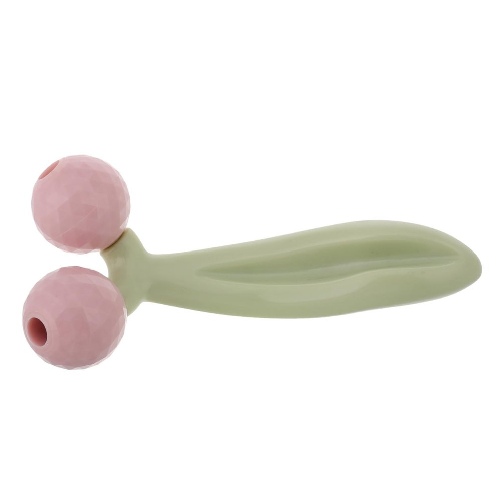FOYTOKI Shaped Manual Face Roller Massager for Eye Puffiness Relief Portable Facial Beauty Tool for Relaxation Office and Travel Green