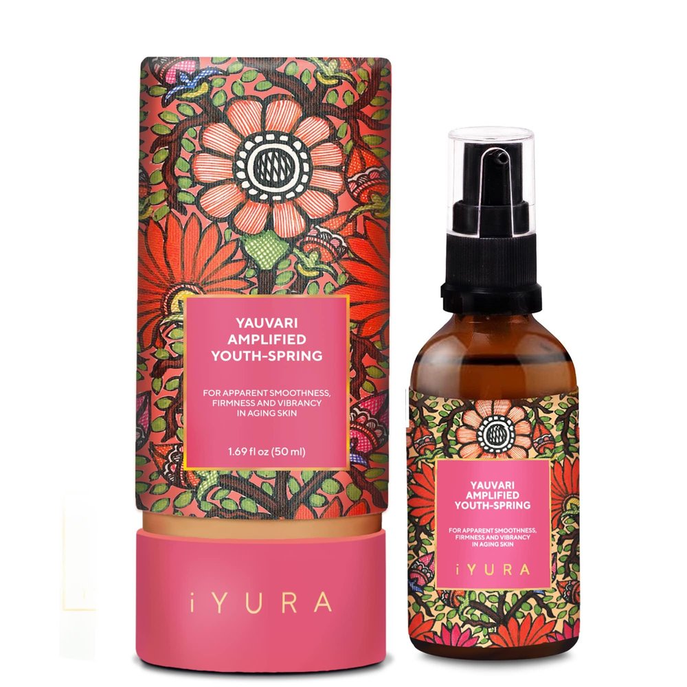iYURA Yauvari Amplified Youth SpringFace & Neck Moisturizer for Dry to Very Dry/Mature Skin | Firms the Look of Cheeks, Jowls & Neck | Pro-Aging, Natural Face Oil with Black Gram | 1.69 fl oz (50 ml)